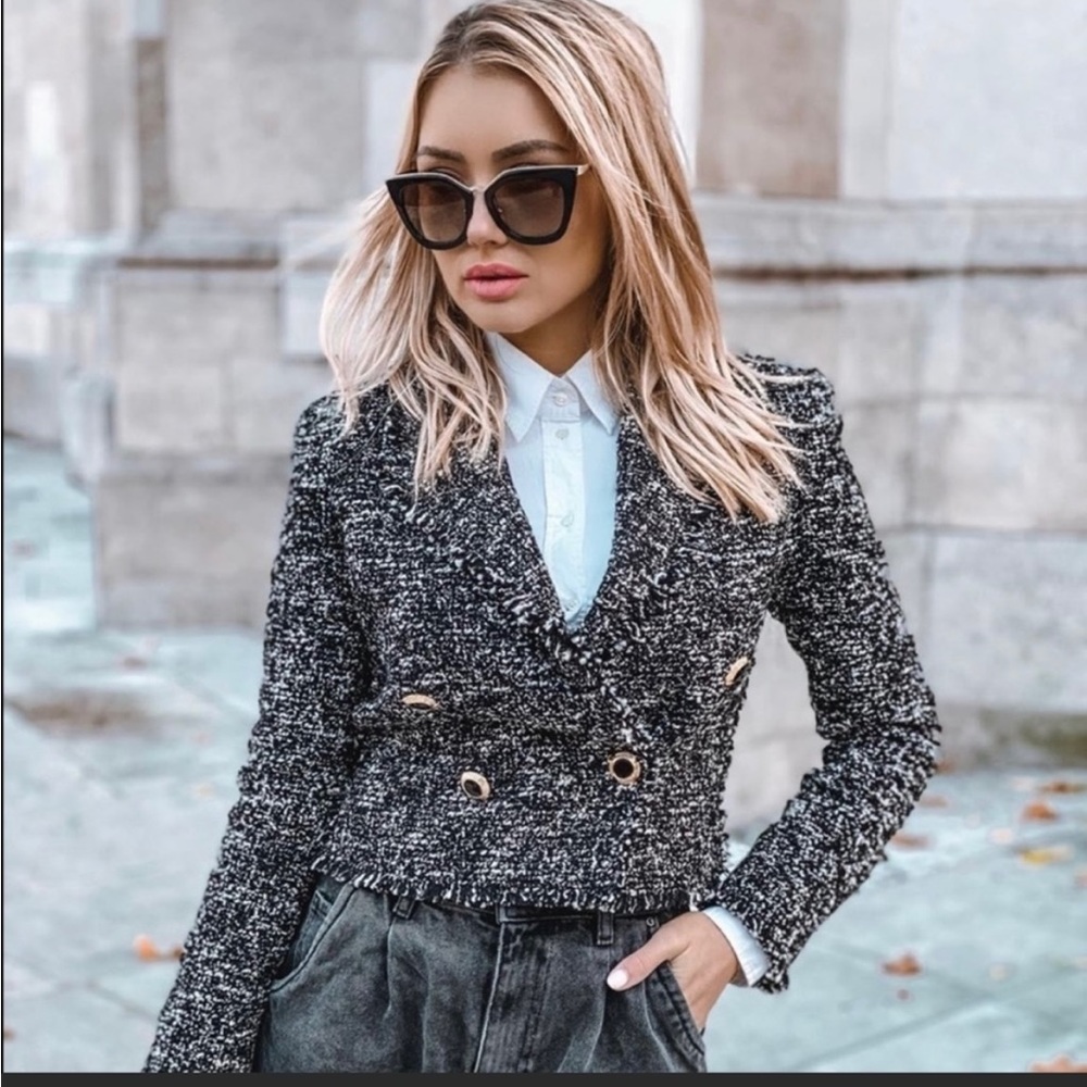 Zara tweed crop jacket